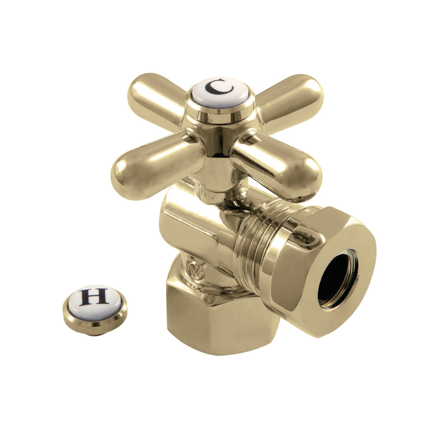 Elements of Design ECC44102X 1/2-Inch FIP x 1/2-Inch or 7/16-Inch Slip Joint Angle Stop Valve, Polished Brass