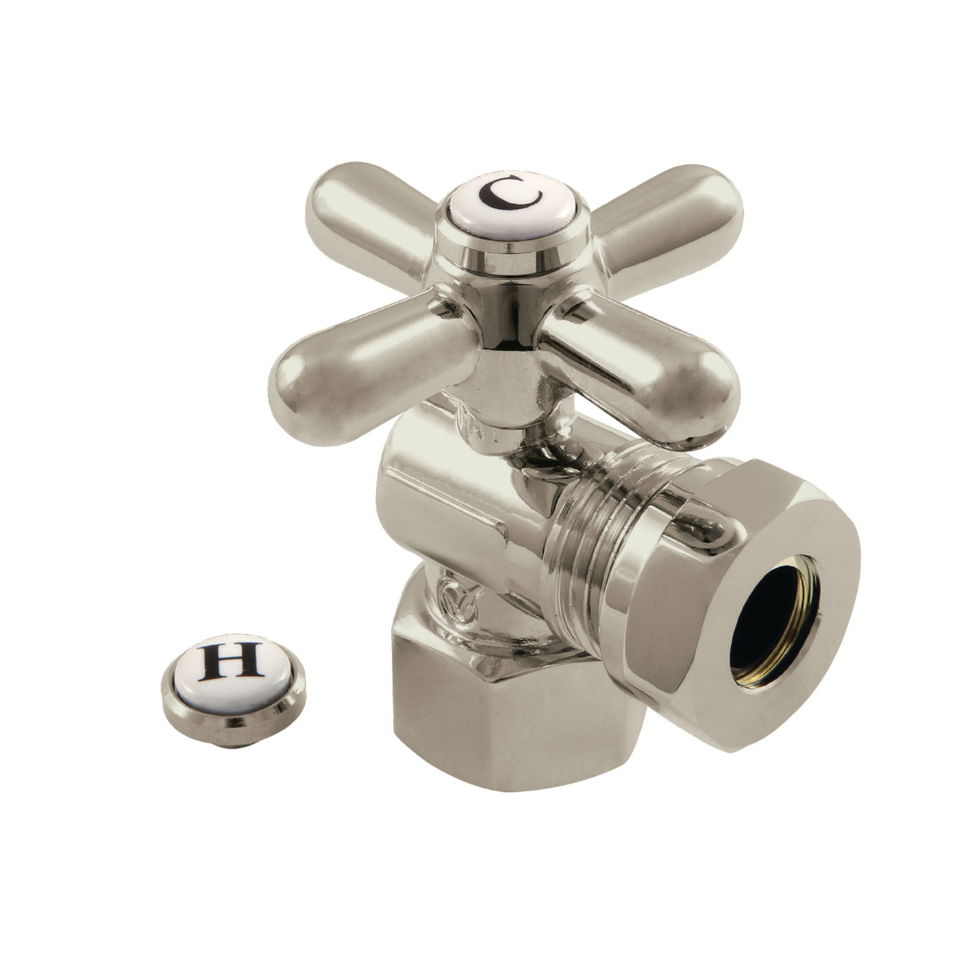 Elements of Design ECC44108X 1/2-Inch FIP x 1/2-Inch or 7/16-Inch Slip Joint Angle Stop Valve, Brushed Nickel