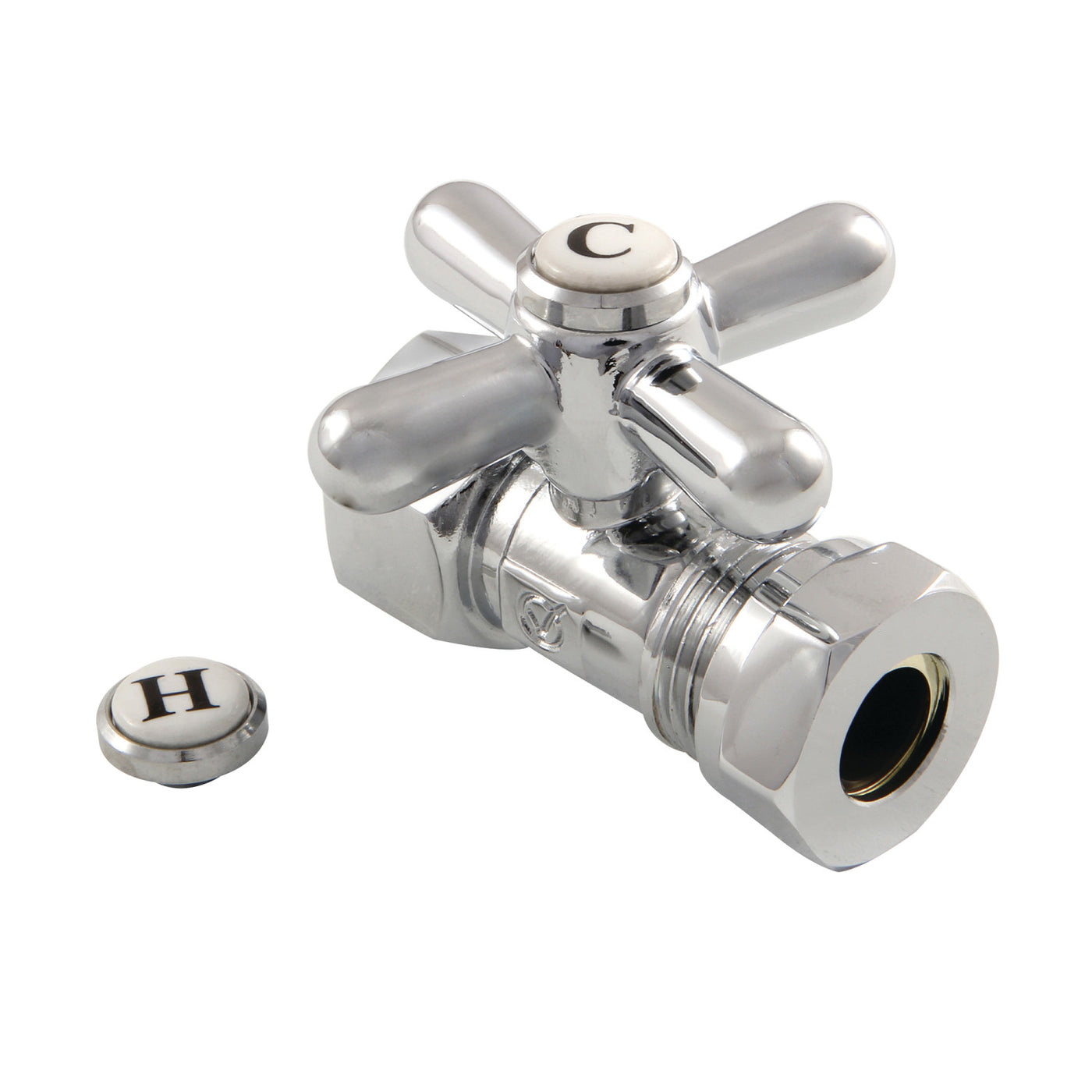 Elements of Design ECC44151X 1/2-Inch FIP x 1/2-Inch or 7/16-Inch Slip Joint Quarter-Turn Straight Stop Valve, Polished Chrome