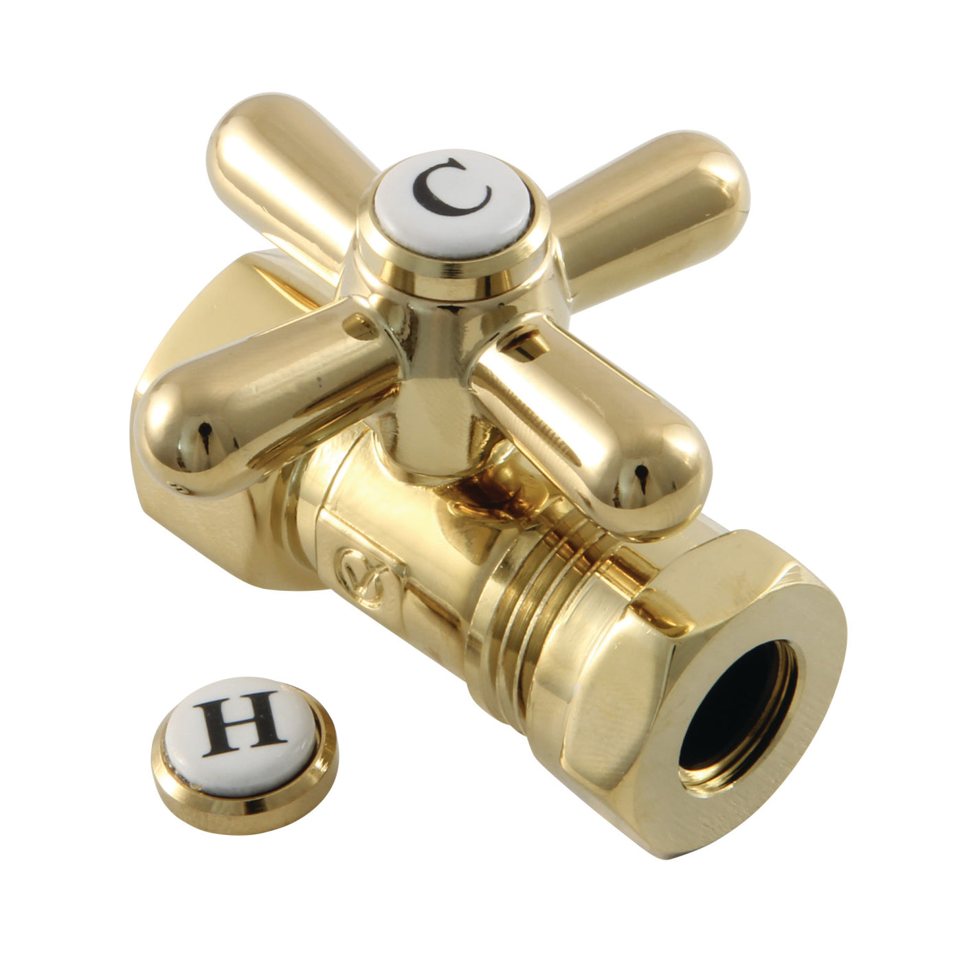 Elements of Design ECC44152X 1/2-Inch FIP x 1/2-Inch or 7/16-Inch Slip Joint Quarter-Turn Straight Stop Valve, Polished Brass