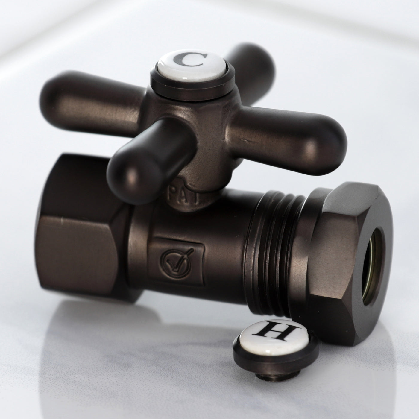 Elements of Design ECC44155X 1/2-Inch FIP x 1/2-Inch or 7/16-Inch Slip Joint Quarter-Turn Straight Stop Valve, Oil Rubbed Bronze