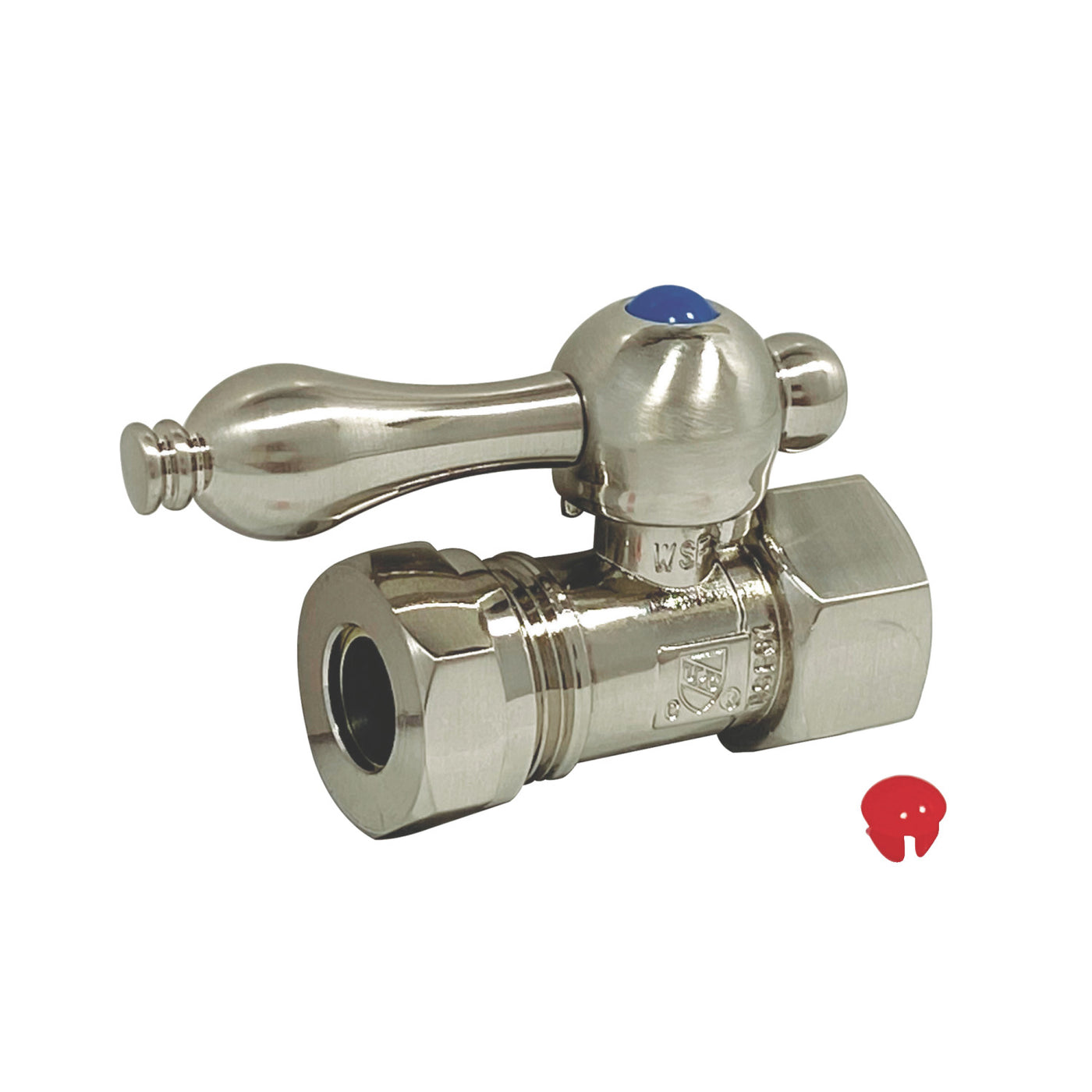 Elements of Design ECC44158 1/2" FIP x 1/2" or 7/16" Slip Joint Straight Shut Off Valve, Brushed Nickel