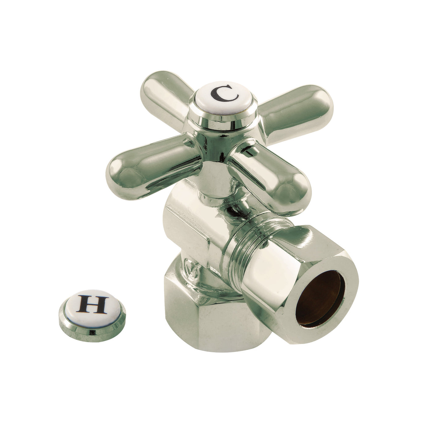 Elements of Design ECC44408X 1/2-Inch FIP x 1/2-Inch OD Comp Angle Stop Valve, Brushed Nickel