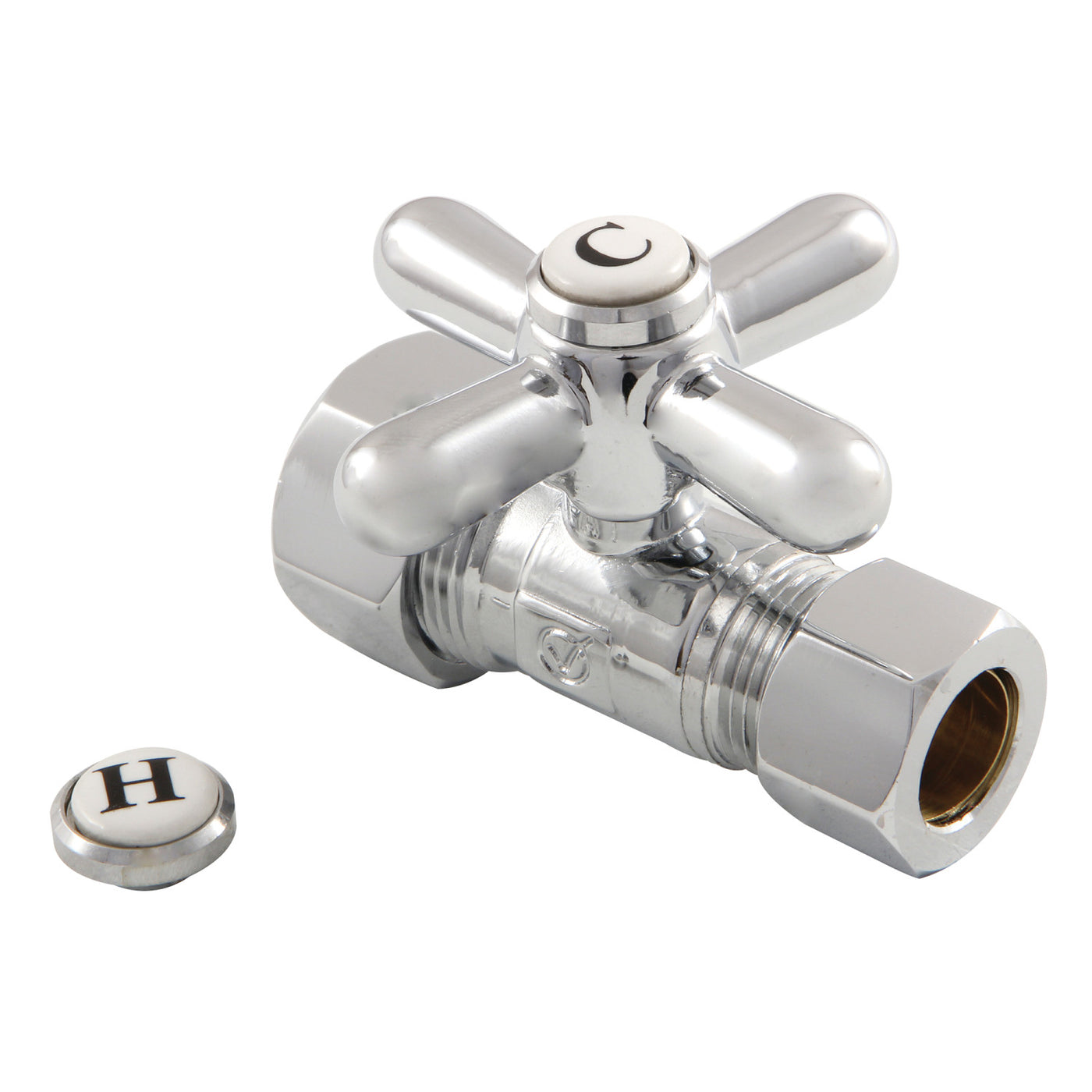 Elements of Design ECC44451X 5/8-Inch OD Comp x 1/2-Inch OD Comp Straight Shut Off Valve, Polished Chrome