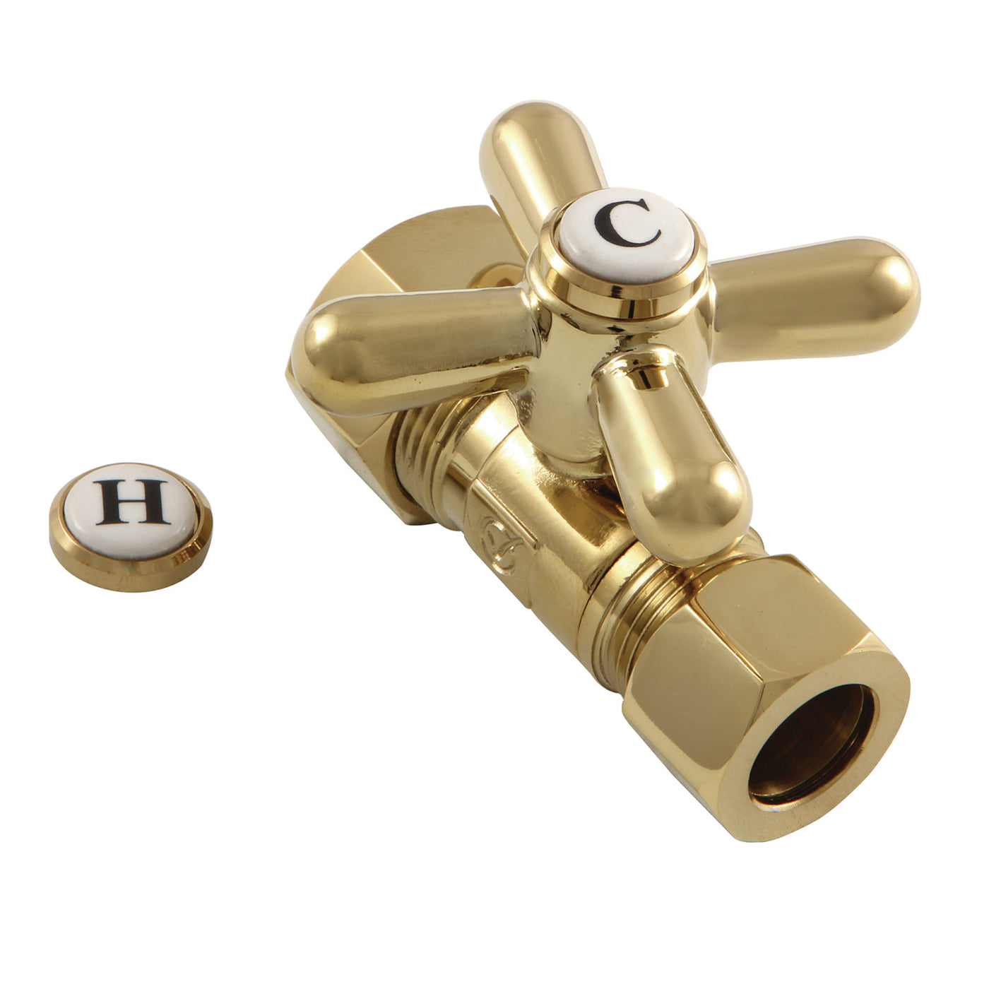 Elements of Design ECC44452X 5/8-Inch OD Comp x 1/2-Inch OD Comp Straight Shut Off Valve, Polished Brass