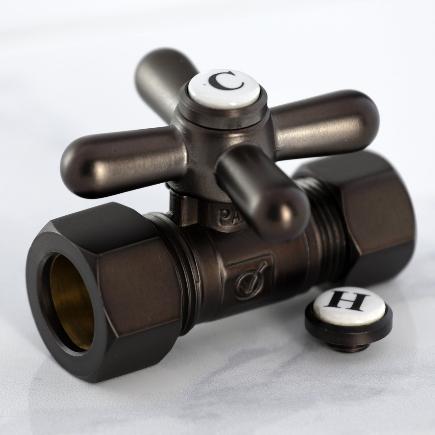 Elements of Design ECC44455X 5/8-Inch OD Comp x 1/2-Inch OD Comp Straight Shut Off Valve, Oil Rubbed Bronze