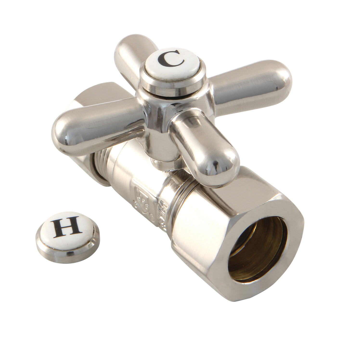 Elements of Design ECC44458X 5/8-Inch OD Comp x 1/2-Inch OD Comp Straight Shut Off Valve, Brushed Nickel