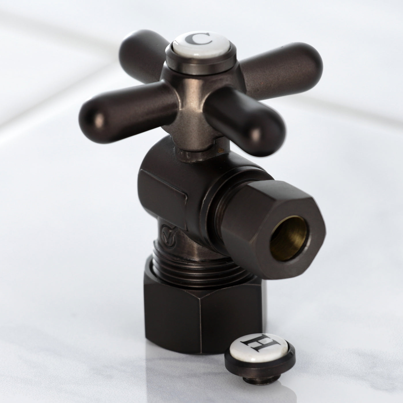 Elements of Design ECC53305X 5/8" OD Comp x 3/8" OD Comp Angle Stop Valve, Oil Rubbed Bronze