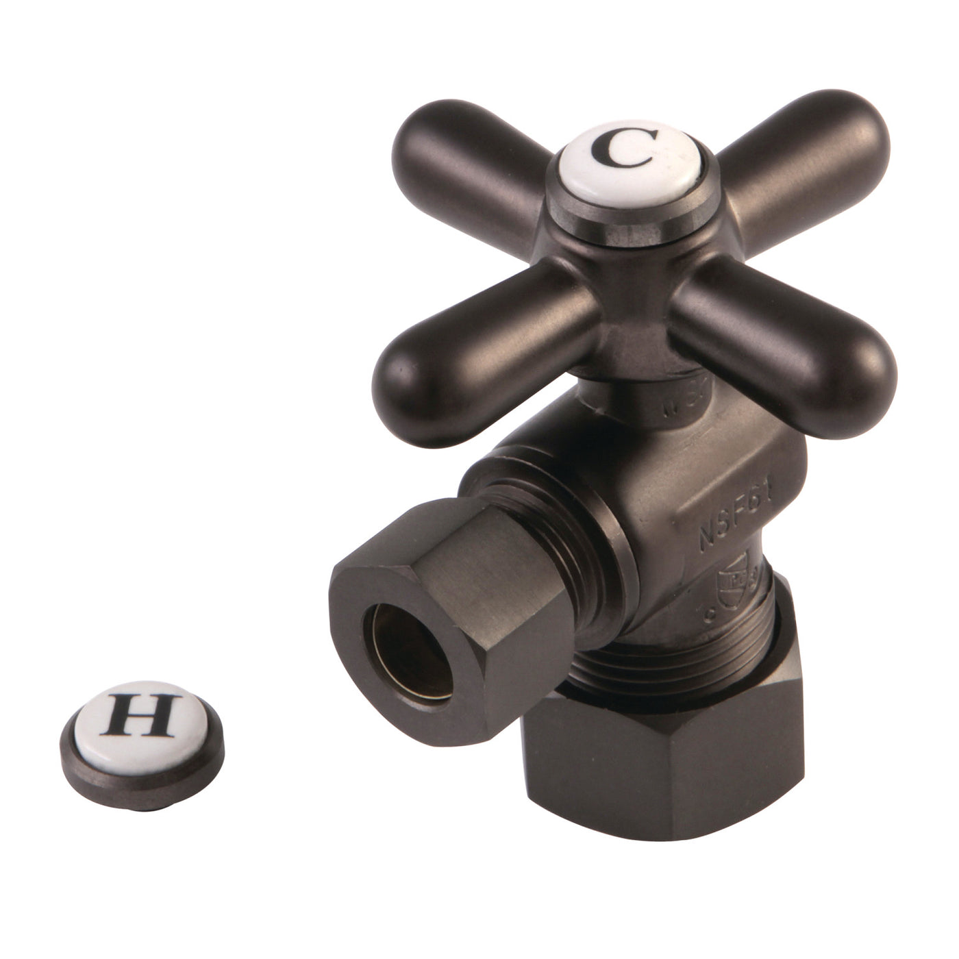 Elements of Design ECC53305X 5/8" OD Comp x 3/8" OD Comp Angle Stop Valve, Oil Rubbed Bronze