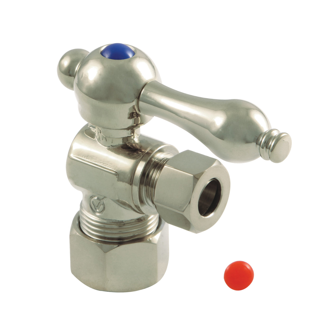Elements of Design ECC53308 5/8-Inch OD Comp x 3/8-Inch OD Comp Angle Stop Valve, Brushed Nickel