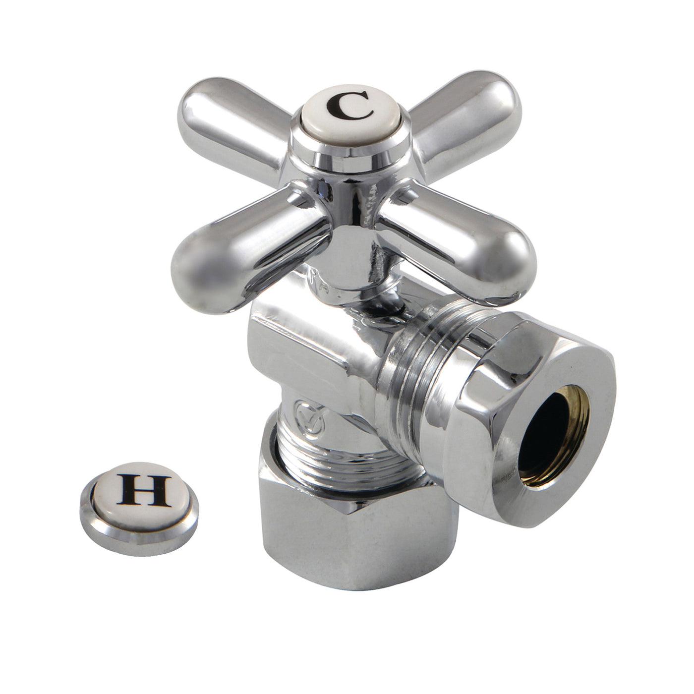 Elements of Design ECC54301X 5/8-Inch OD Comp x 1/2-Inch or 7/16-Inch Slip Joint Angle Stop Valve, Polished Chrome