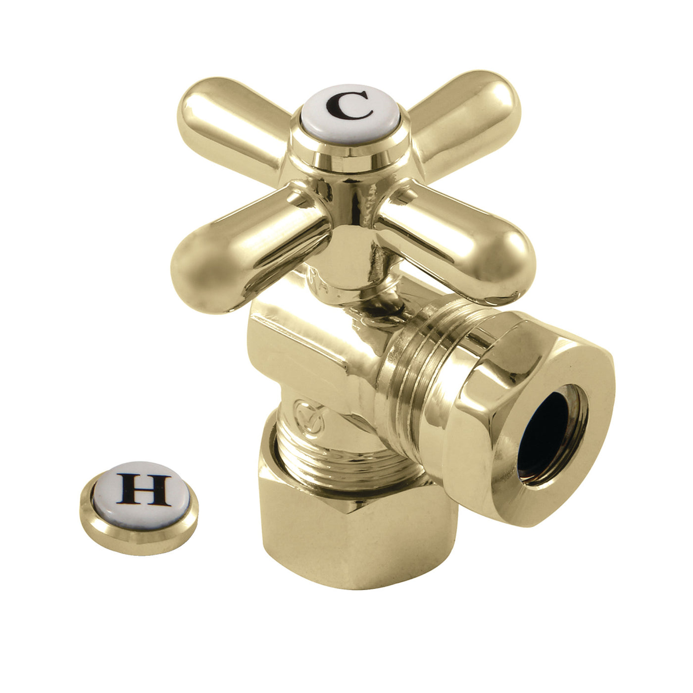 Elements of Design ECC54302X 5/8-Inch OD Comp x 1/2-Inch or 7/16-Inch Slip Joint Angle Stop Valve, Polished Brass