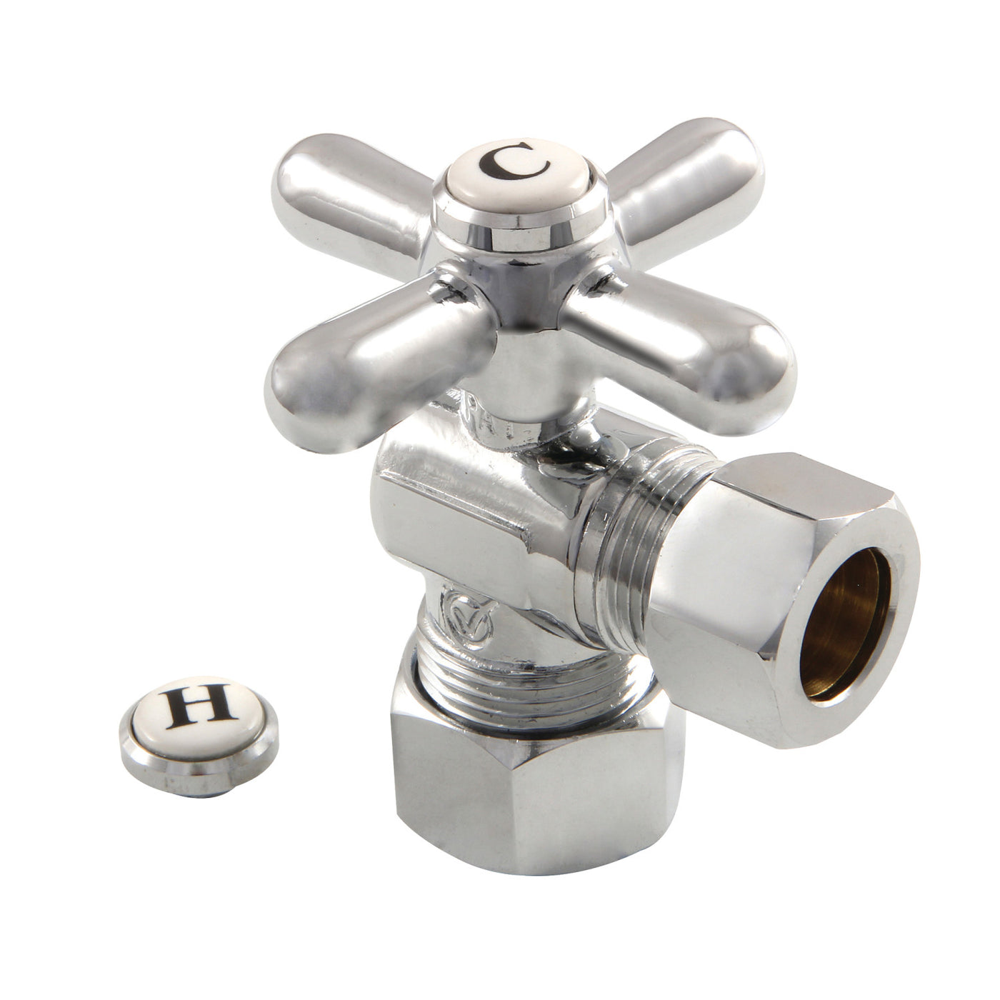Elements of Design ECC54401X 5/8-Inch OD Comp x 1/2-Inch OD Comp Angle Stop Valve, Polished Chrome