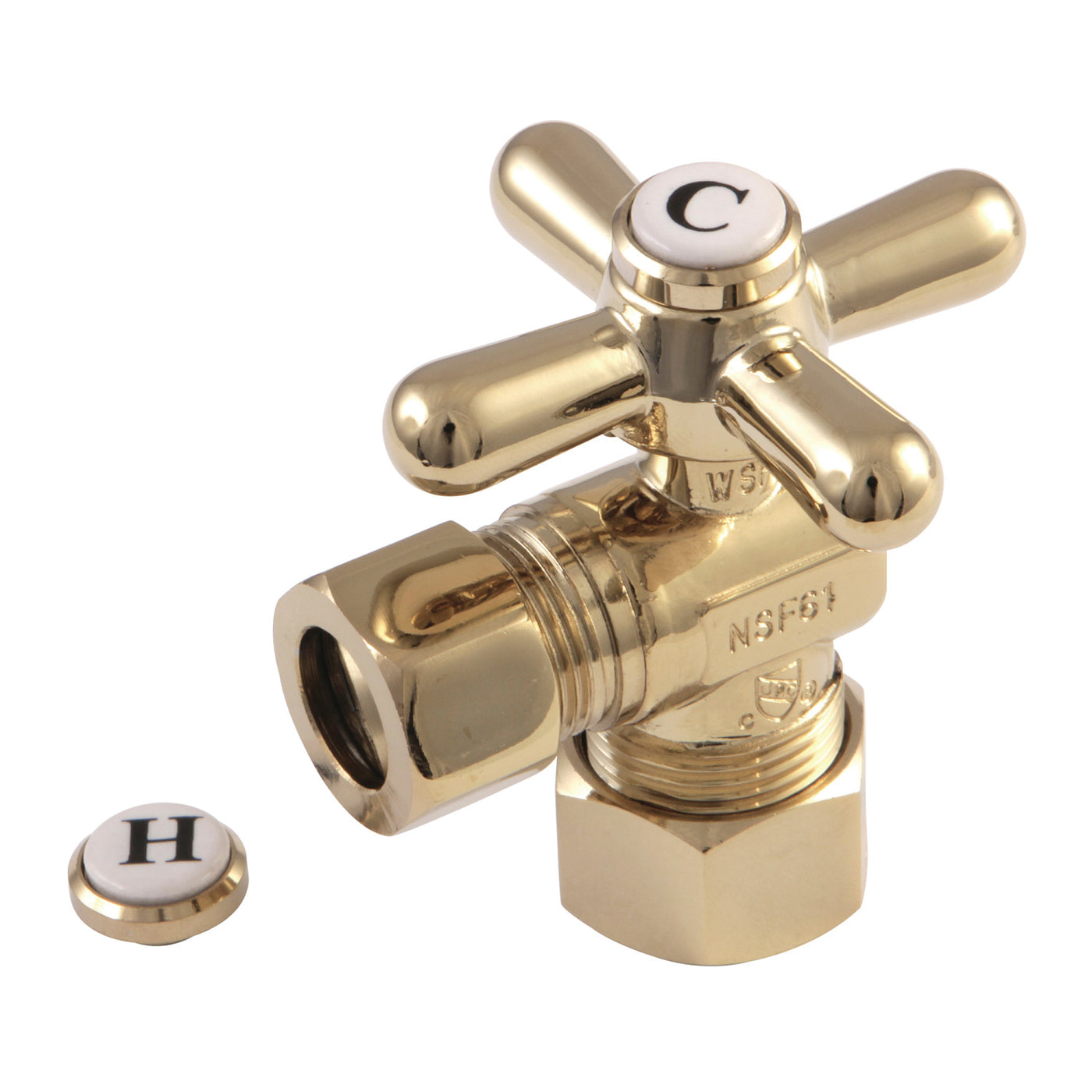 Elements of Design ECC54402X 5/8-Inch OD Comp x 1/2-Inch OD Comp Angle Stop Valve, Polished Brass