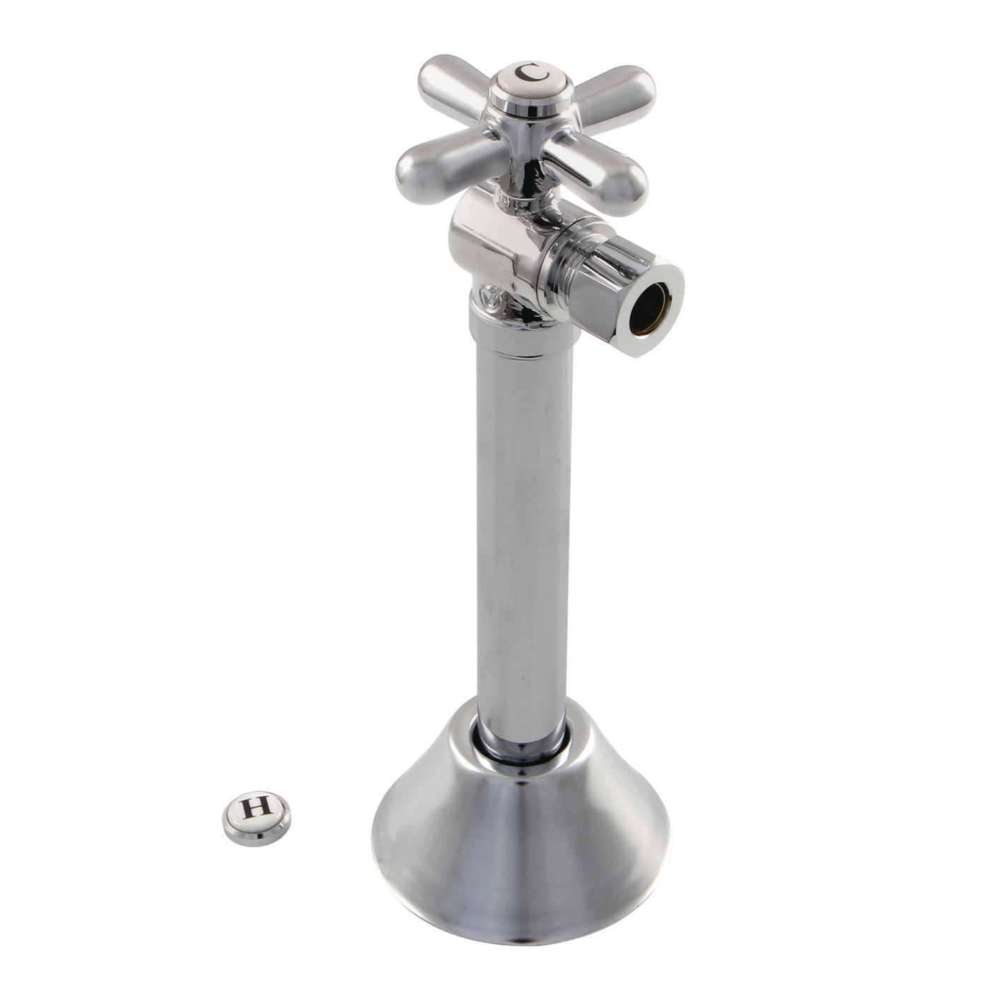 Elements of Design ECC83201X 1/2" Sweat x 3/8" OD Comp Angle Shut Off Valve with 5" Extension, Polished Chrome