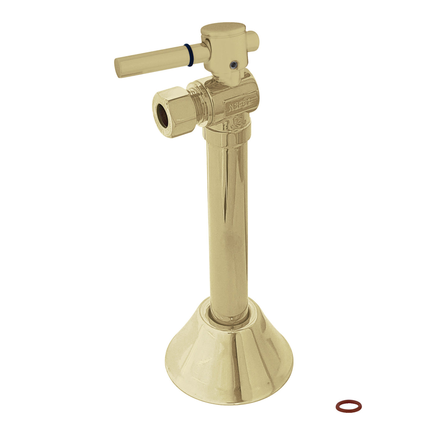 Elements of Design ECC83202DL 1/2" Sweat x 3/8" OD Comp Angle Shut Off Valve with 5" Extension, Polished Brass