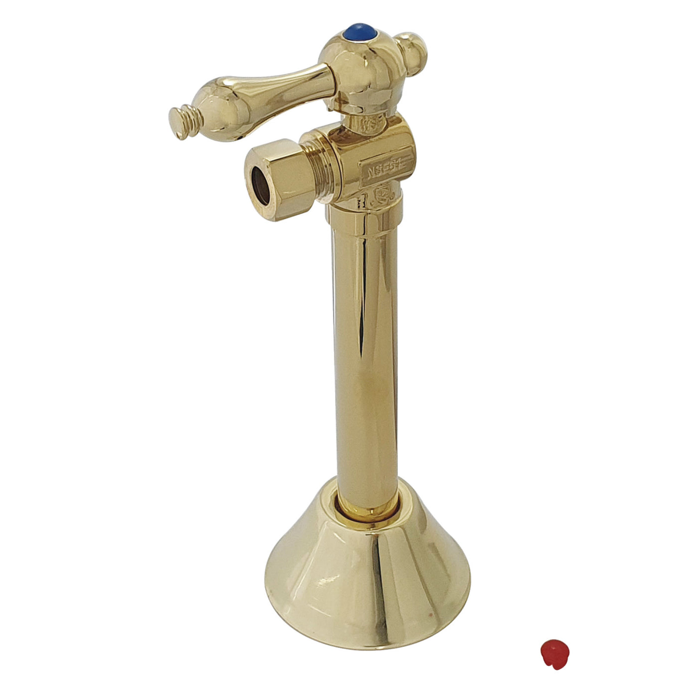 Elements of Design ECC83202 1/2" Sweat x 3/8" OD Comp Angle Shut Off Valve with 5" Extension, Polished Brass