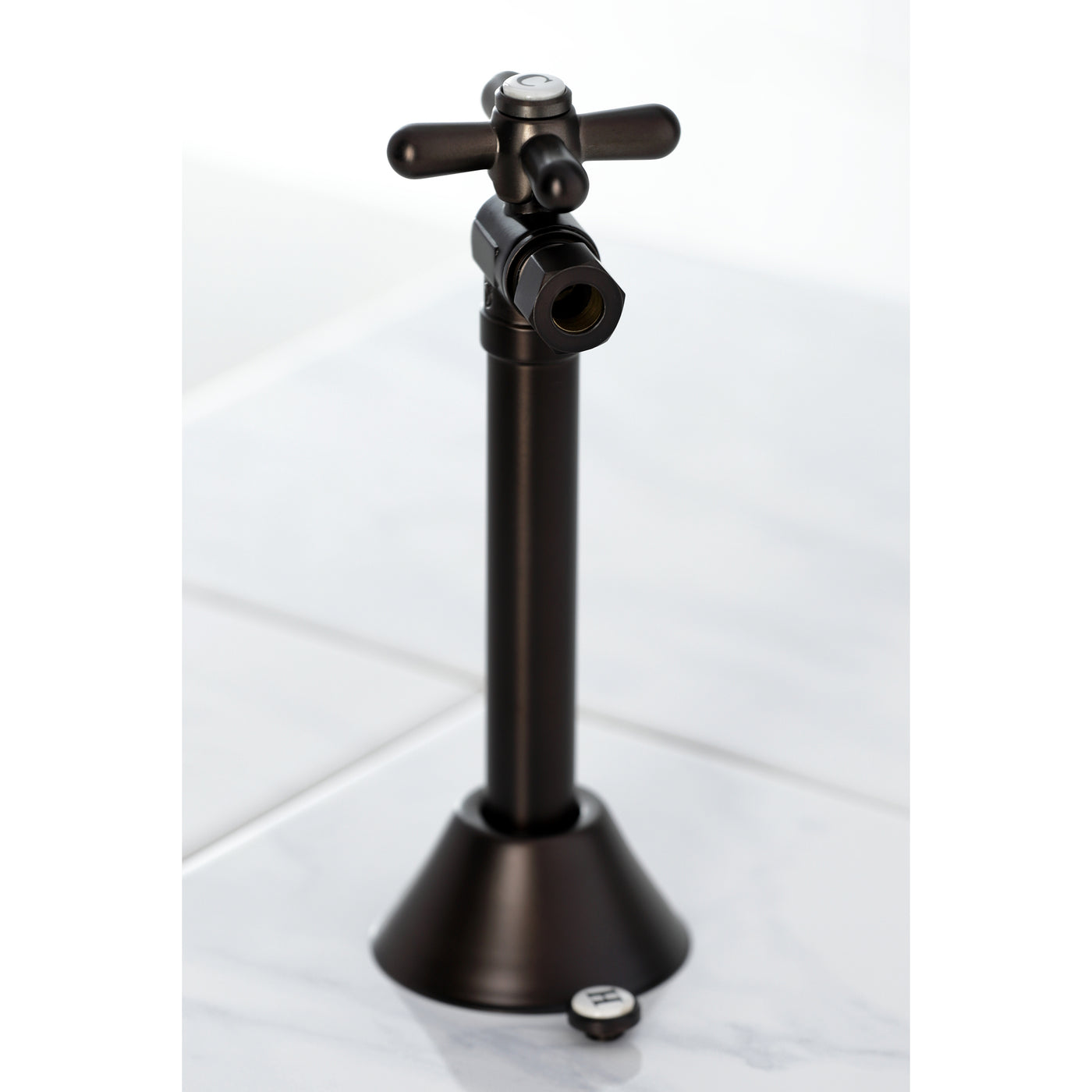 Elements of Design ECC83205X 1/2" Sweat x 3/8" OD Comp Angle Shut Off Valve with 5" Extension, Oil Rubbed Bronze