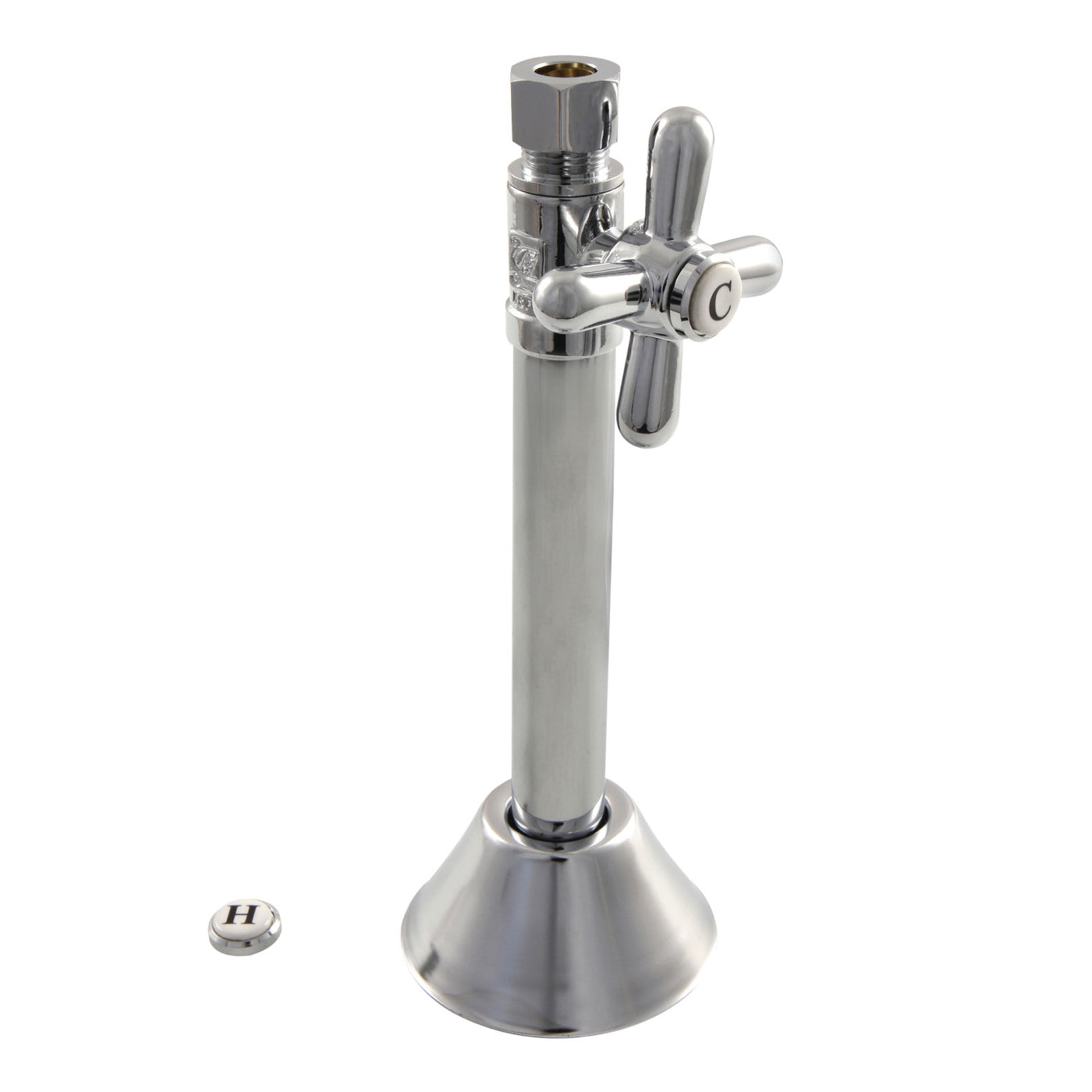 Elements of Design ECC83251X 1/2-Inch Sweat x 3/8-Inch O.D. Comp Straight Shut Off Valve with 5-Inch Extension, Polished Chrome