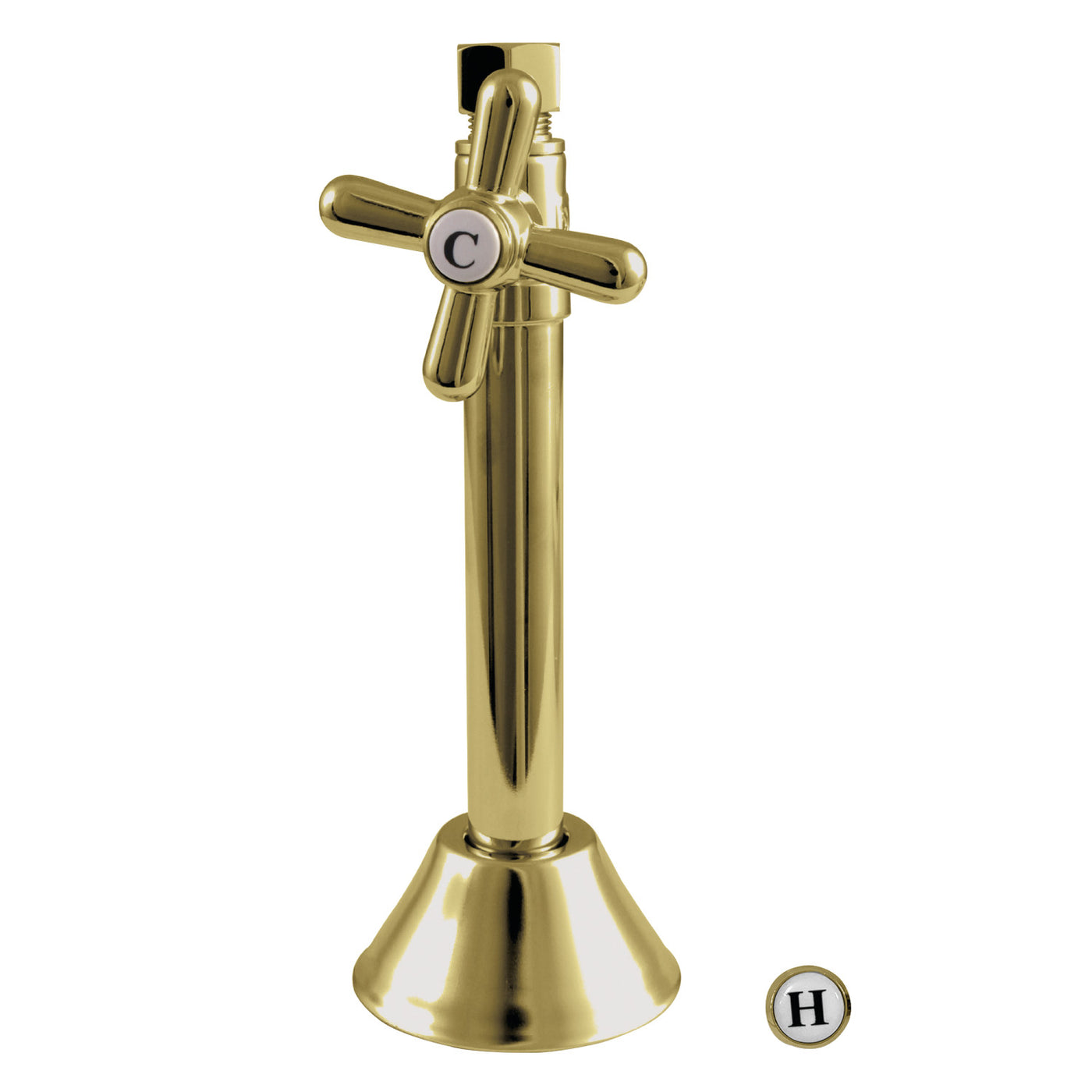 Elements of Design ECC83252X 1/2-Inch Sweat x 3/8-Inch O.D. Comp Straight Shut Off Valve with 5-Inch Extension, Polished Brass