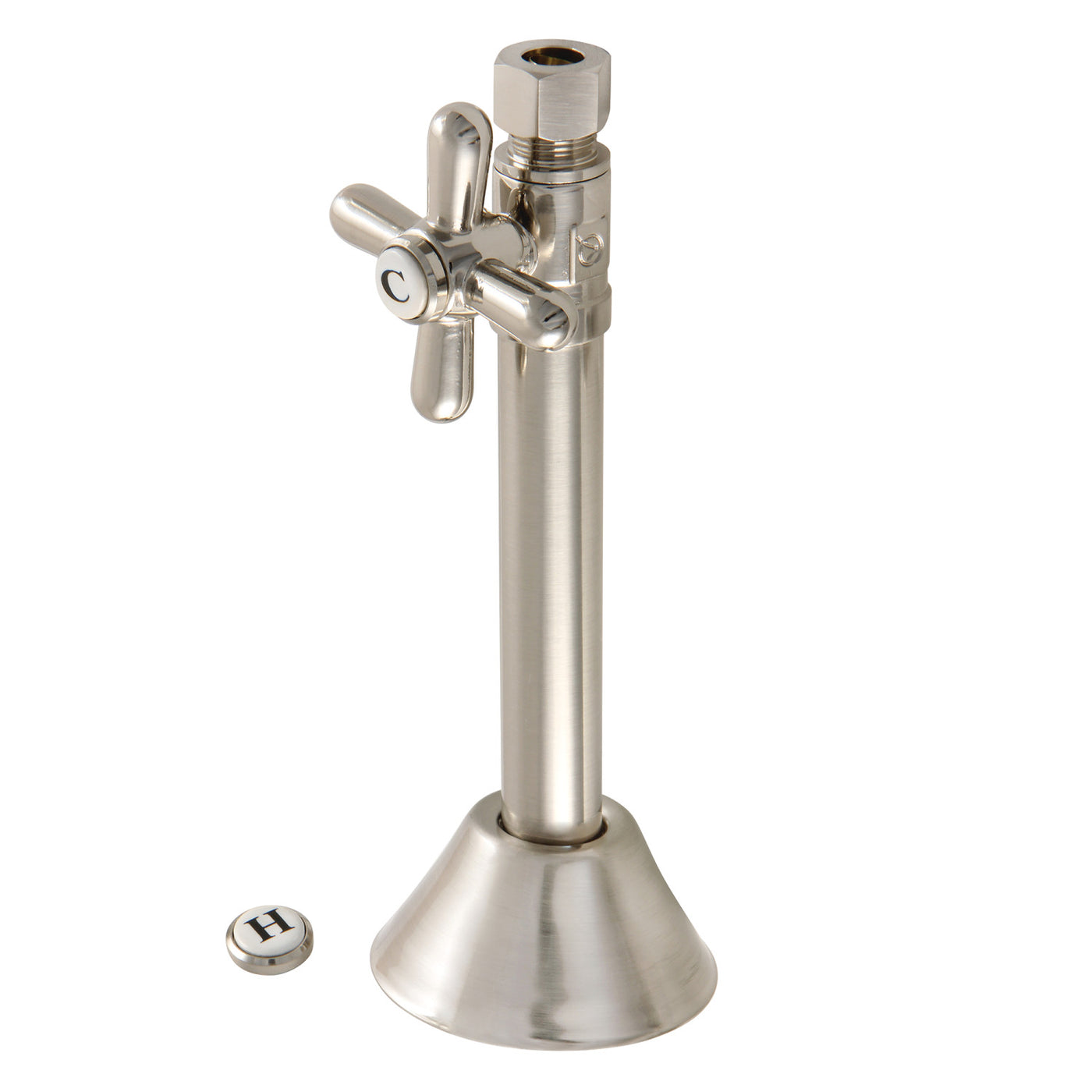 Elements of Design ECC83258X 1/2-Inch Sweat x 3/8-Inch O.D. Comp Straight Shut Off Valve with 5-Inch Extension, Brushed Nickel