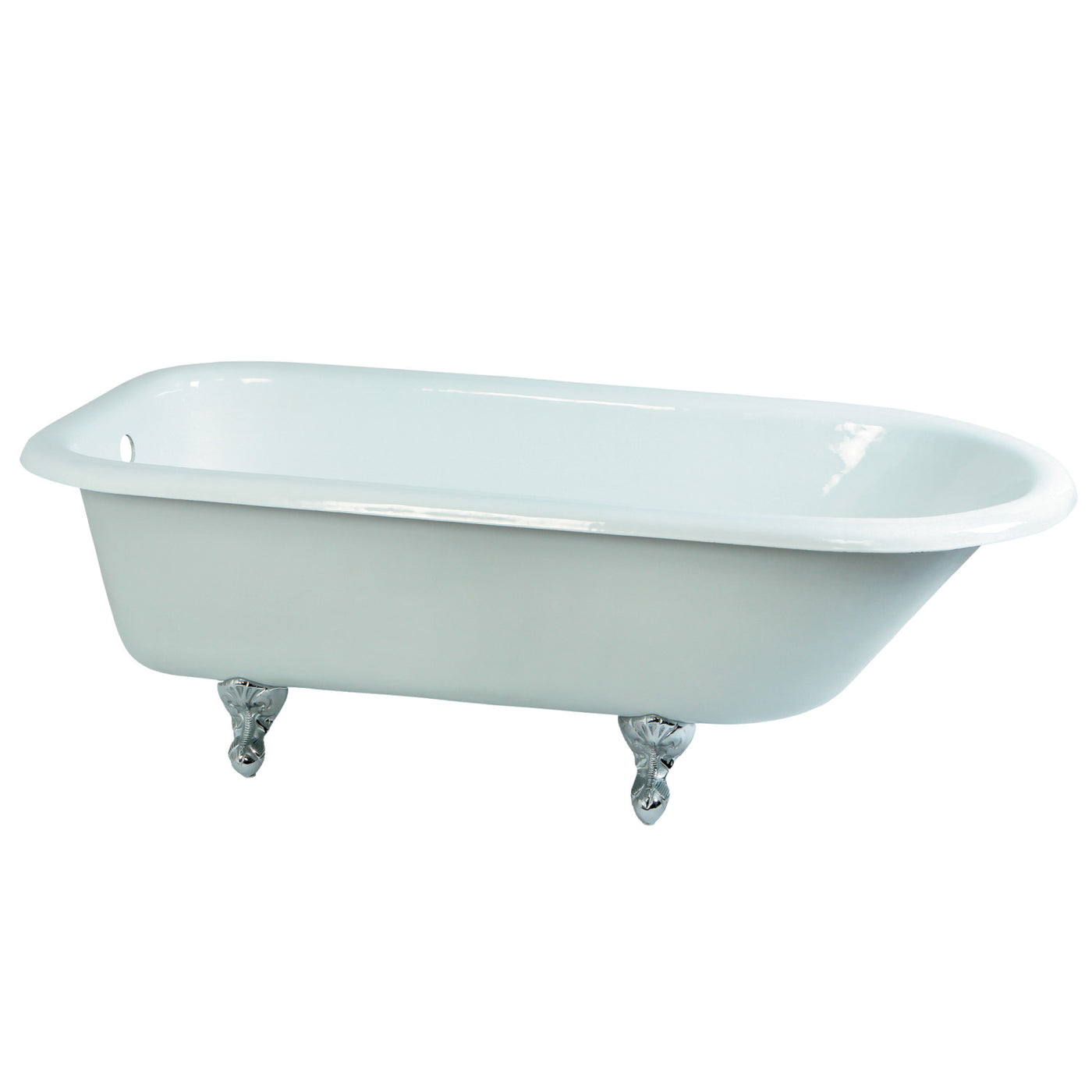 Elements of Design ECTND673123T1 67-Inch Cast Iron and Anti-Slide Roll Top Clawfoot Tub with Feet No Faucet Drillings, White/Polished Chrome