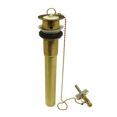 Elements of Design ED1002 Chain and Plug Pull-Out Bathroom Drain with Overflow, Polished Brass