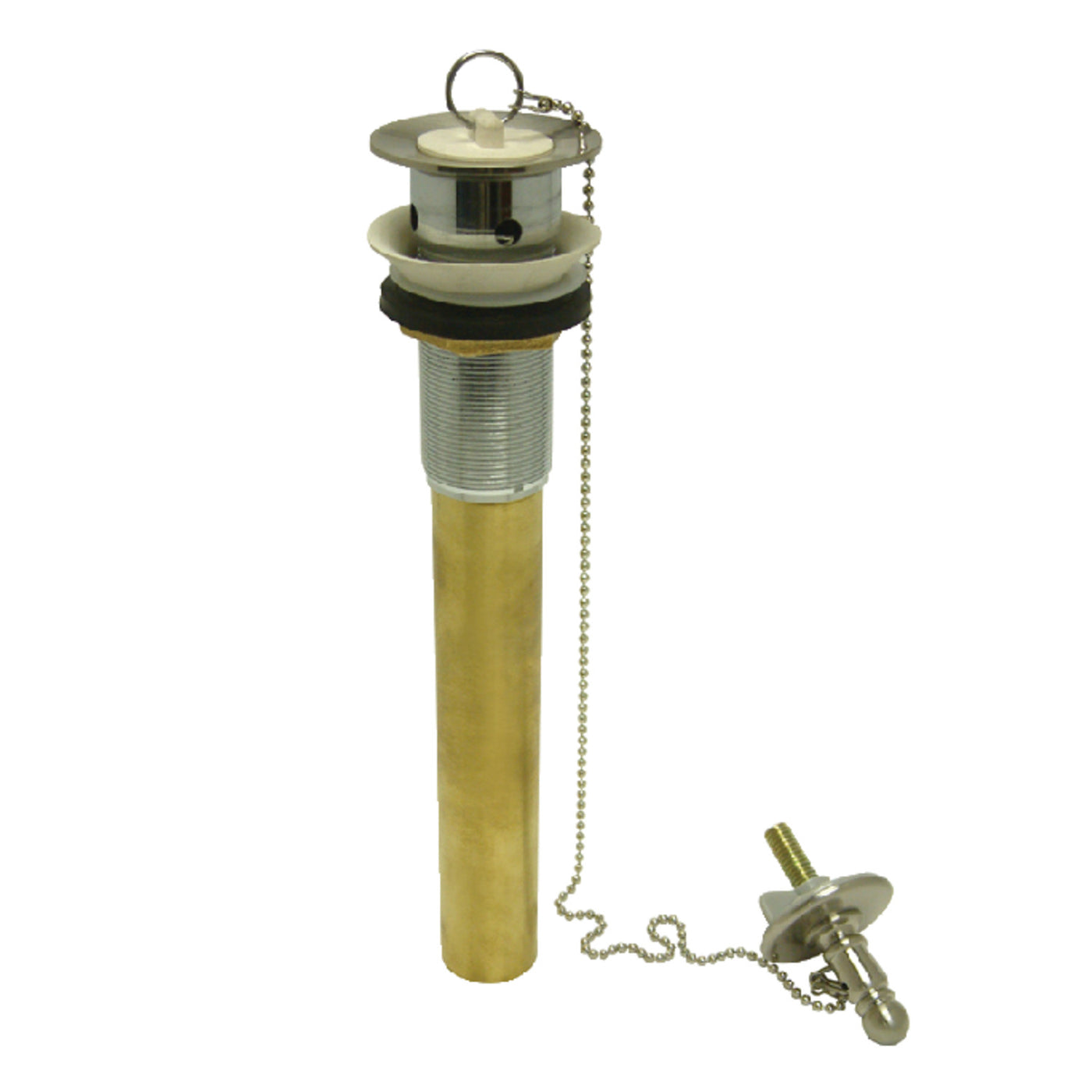 Elements of Design ED1008 Chain and Plug Pull-Out Bathroom Drain with Overflow, Brushed Nickel