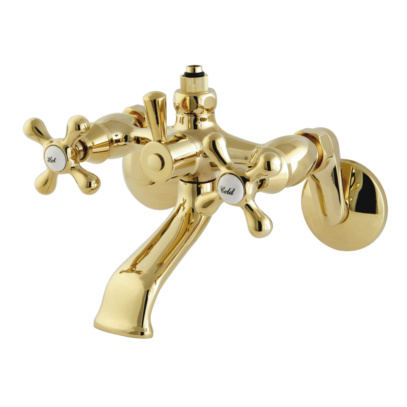 Elements of Design ED2662 Wall Mount Tub Faucet with Riser Adaptor, Polished Brass