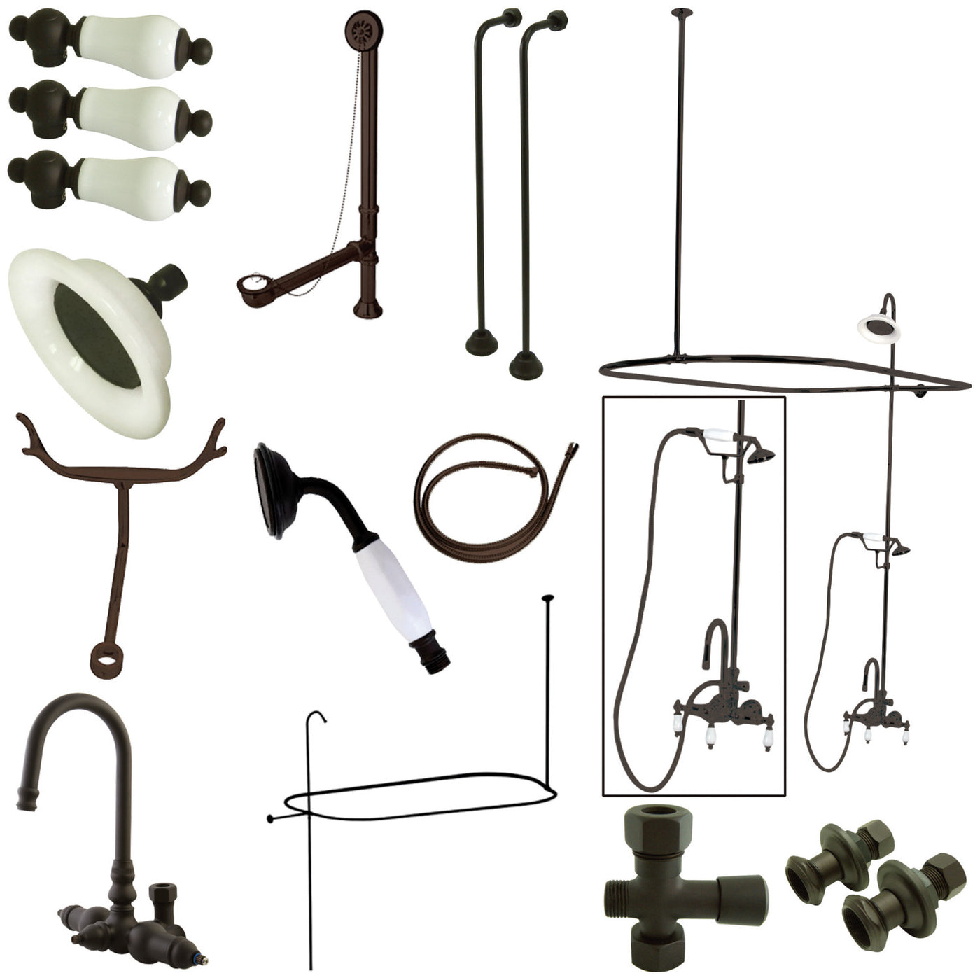 Elements of Design EDK2145PL High-Arc Gooseneck Clawfoot Tub Faucet Package, Oil Rubbed Bronze