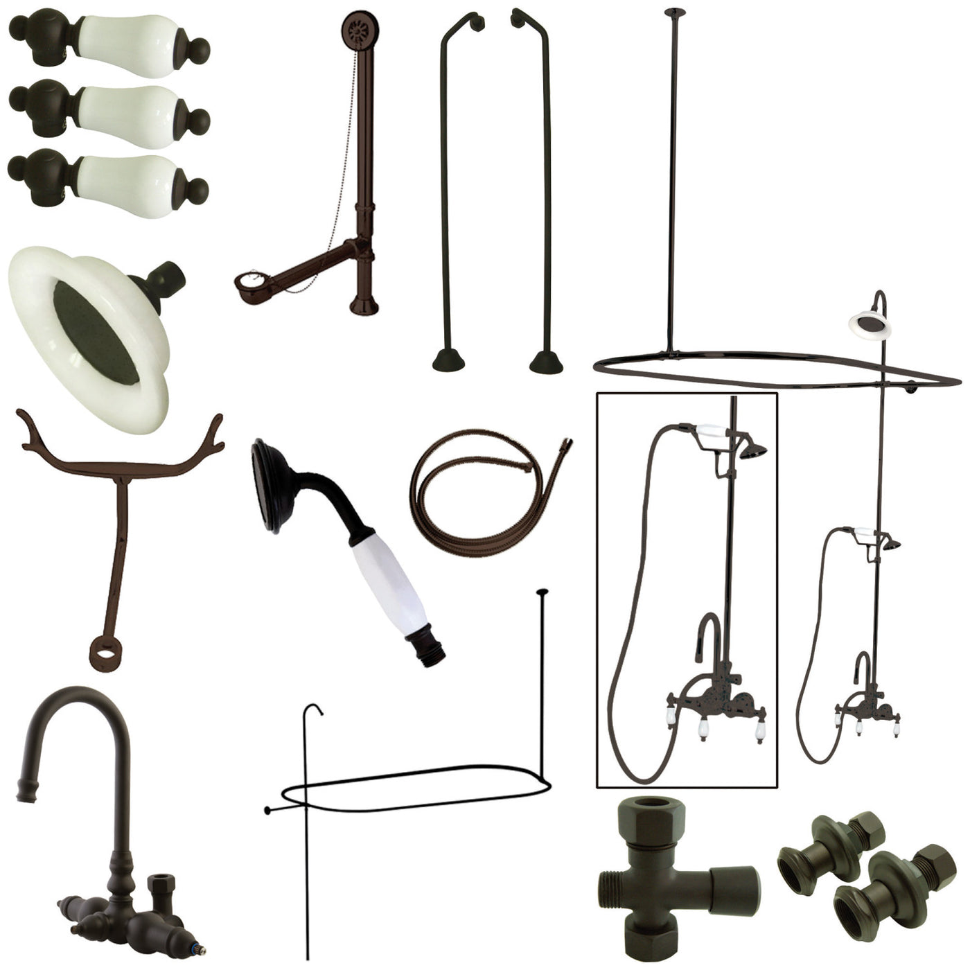 Elements of Design EDK2185PL High-Arc Gooseneck Clawfoot Tub Faucet Package, Oil Rubbed Bronze