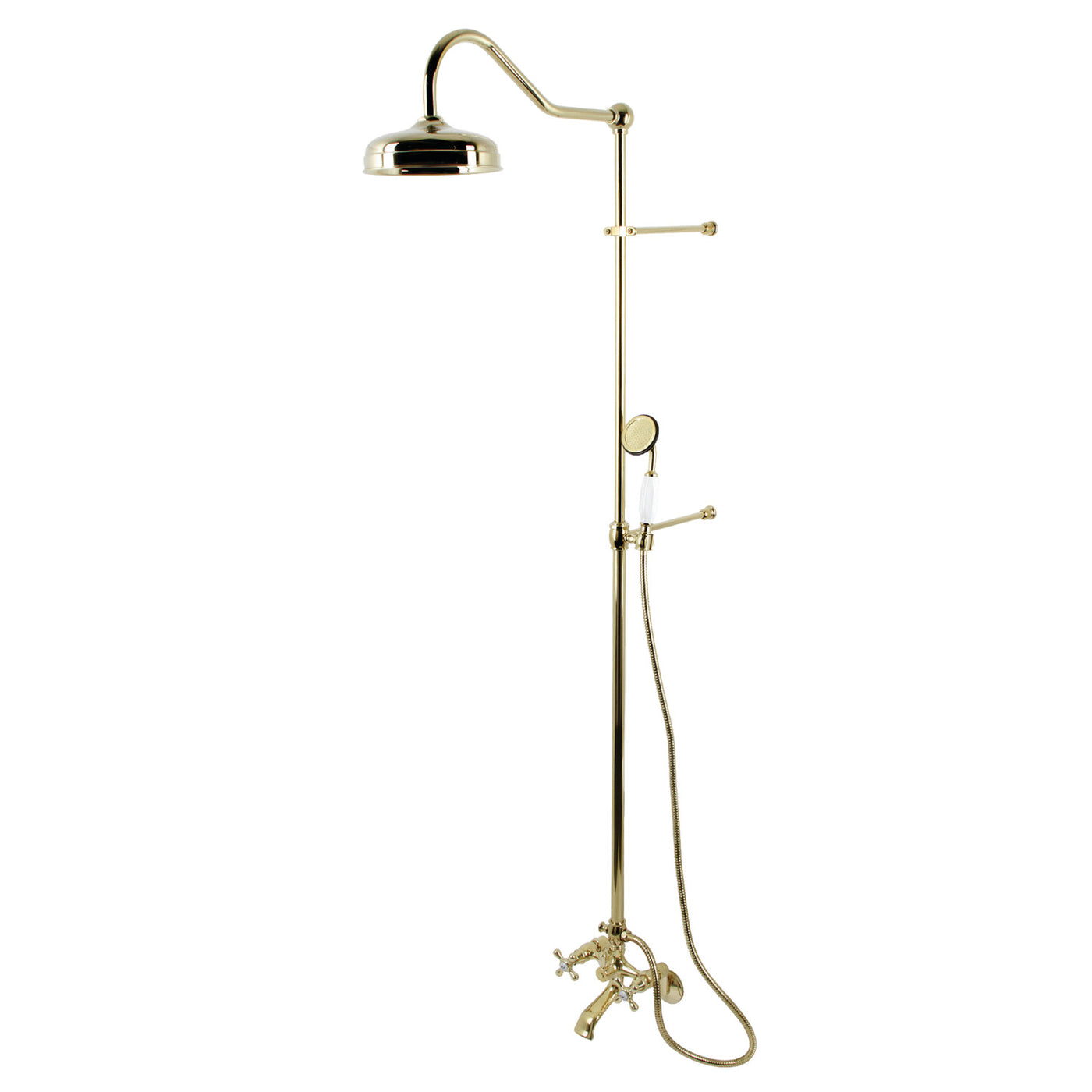 Elements of Design EDK2662 Clawfoot Tub Faucet Package with Shower Combo, Polished Brass