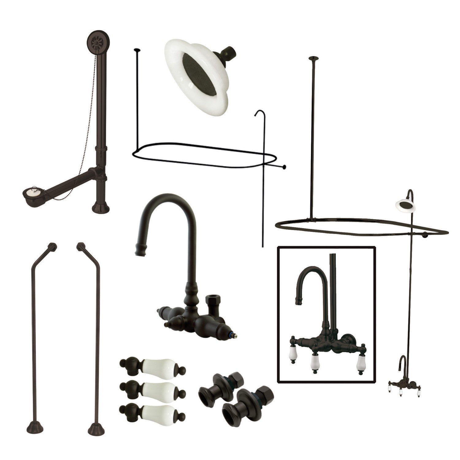 Elements of Design EDK4185PL Gooseneck Clawfoot Tub Faucet Package, Oi