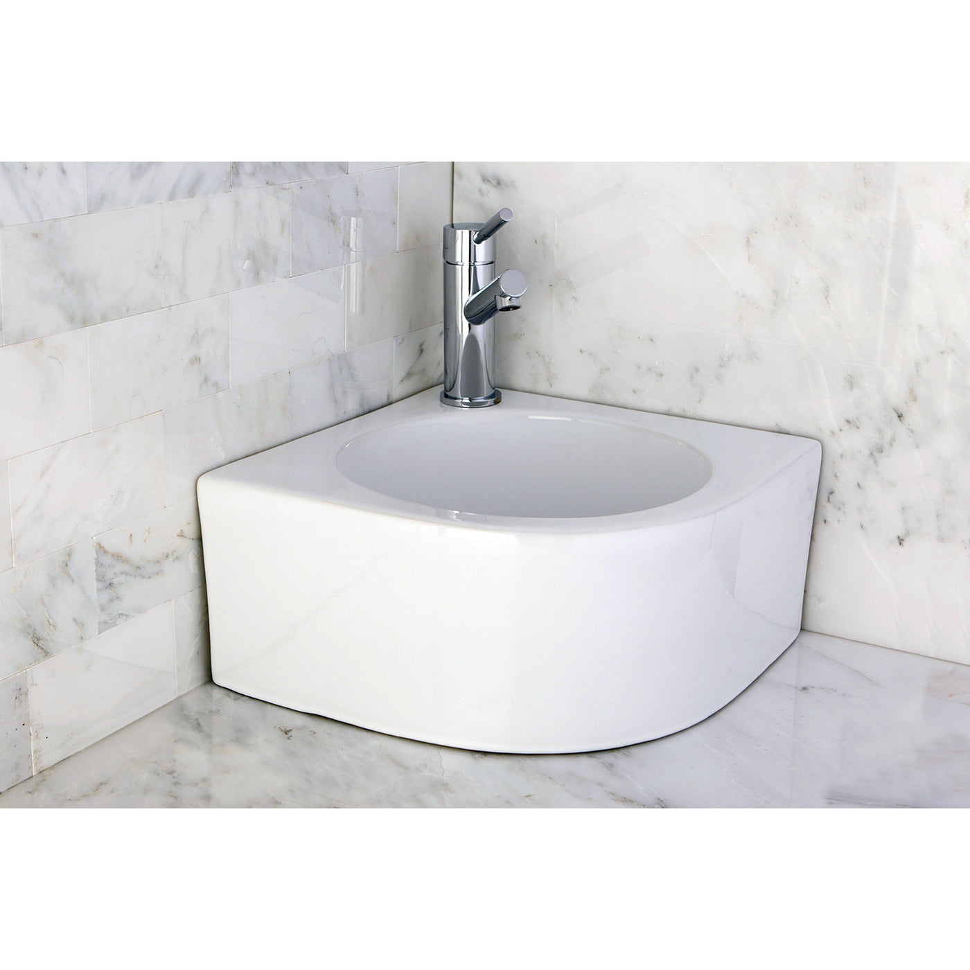 Elements of Design EDV1094 14-1/8" Ceramic Corner Wall Mount Bathroom Sink (Single Hole), White