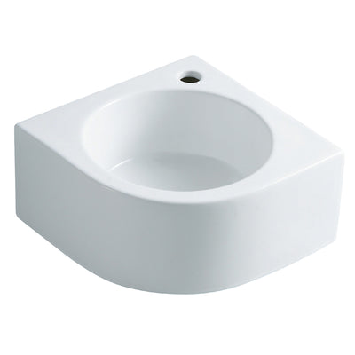 Elements of Design EDV1094 14-1/8" Ceramic Corner Wall Mount Bathroom Sink (Single Hole), White
