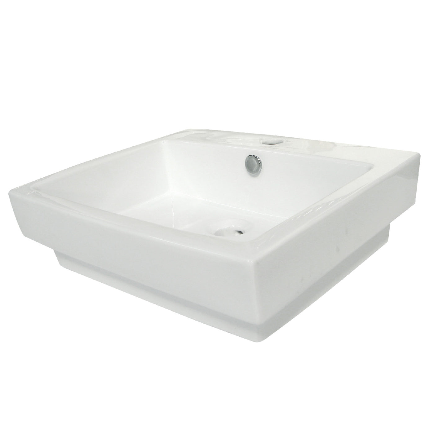 Elements of Design EDV4024 24" Ceramic Rectangular Semi-Recessed Vessel Sink, White