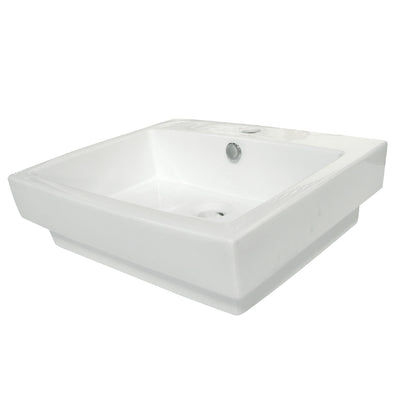 Elements of Design EDV4024 24" Ceramic Rectangular Semi-Recessed Vessel Sink, White