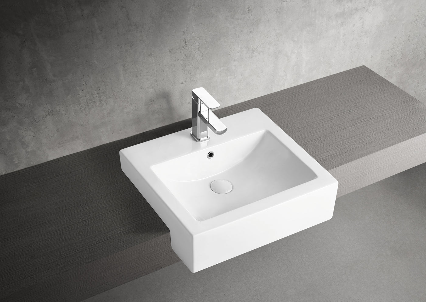 Elements of Design EDV4034 21-1/4" Ceramic Square Semi-Recessed Vessel Sink, White