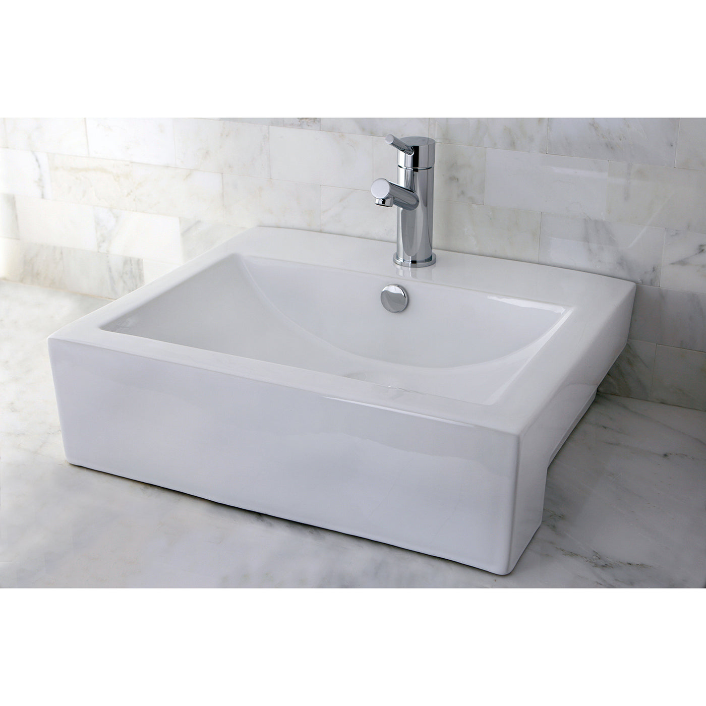 Elements of Design EDV4034 21-1/4" Ceramic Square Semi-Recessed Vessel Sink, White