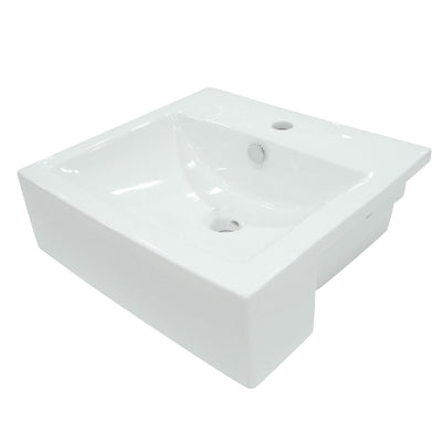 Elements of Design EDV4034 21-1/4" Ceramic Square Semi-Recessed Vessel Sink, White