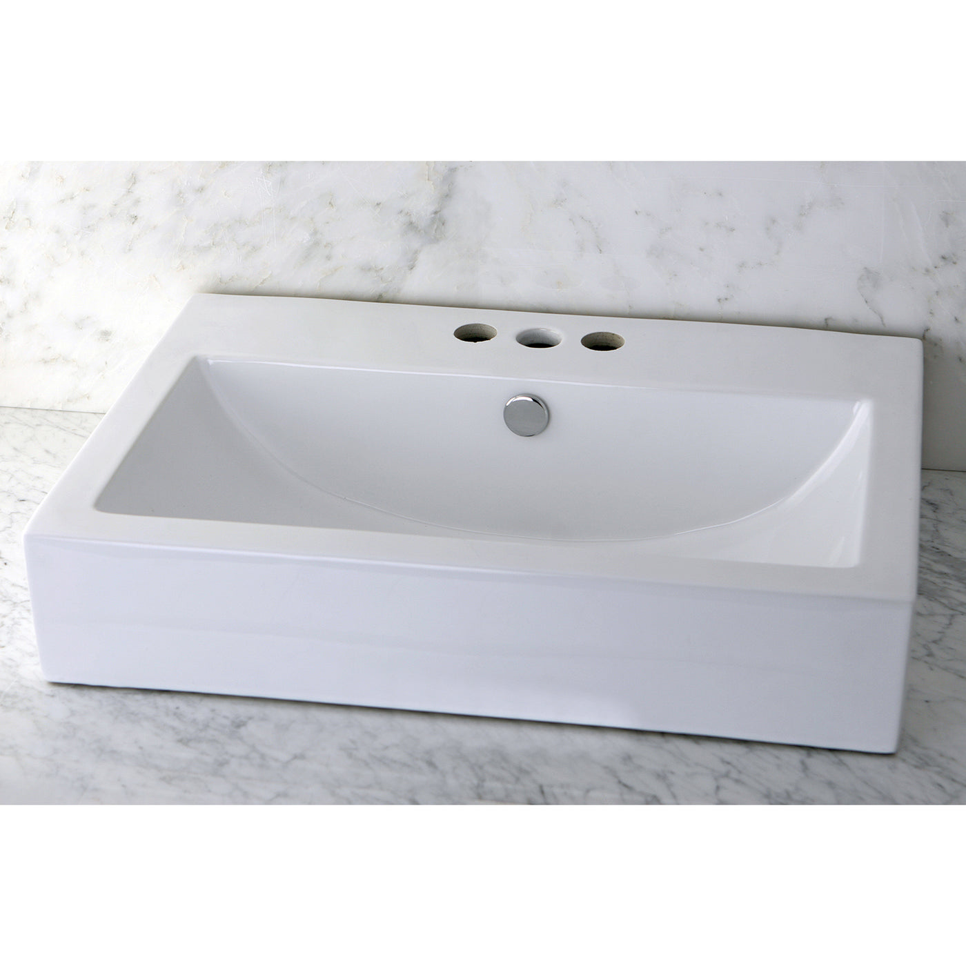 Elements of Design EDV4318W34 23-5/8" Ceramic Rectangular Semi-Recessed Vessel Sink (4" Centers), White