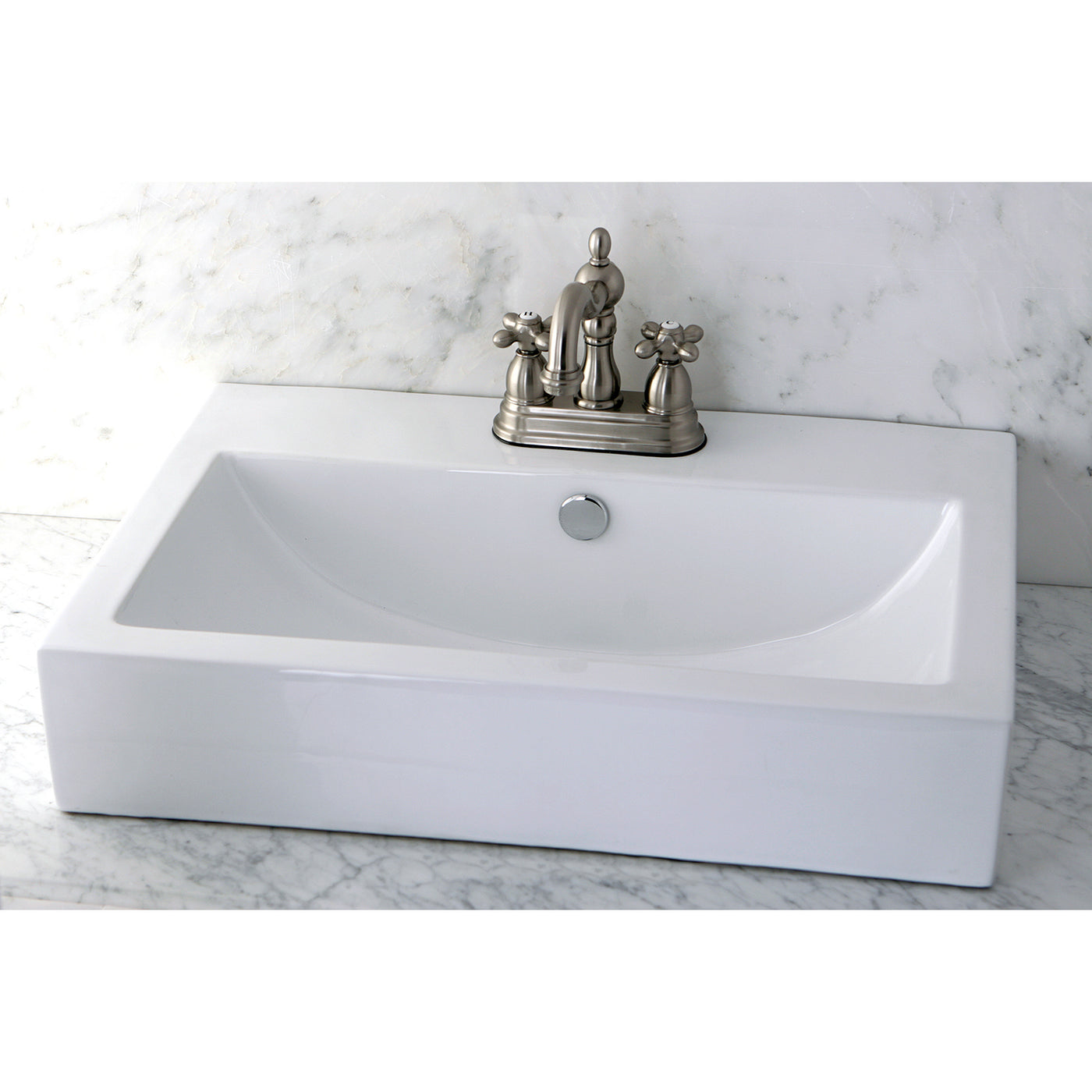 Elements of Design EDV4318W34 23-5/8" Ceramic Rectangular Semi-Recessed Vessel Sink (4" Centers), White