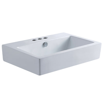 Elements of Design EDV4318W34 23-5/8" Ceramic Rectangular Semi-Recessed Vessel Sink (4" Centers), White