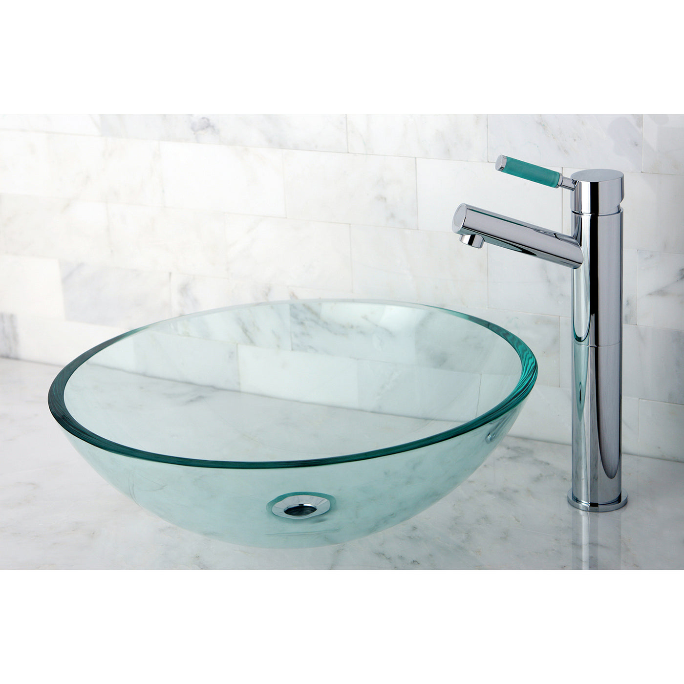 Elements of Design EDVSPCC1 16-1/2" Tempered Glass Round Vessel Sink, Crystal Clear