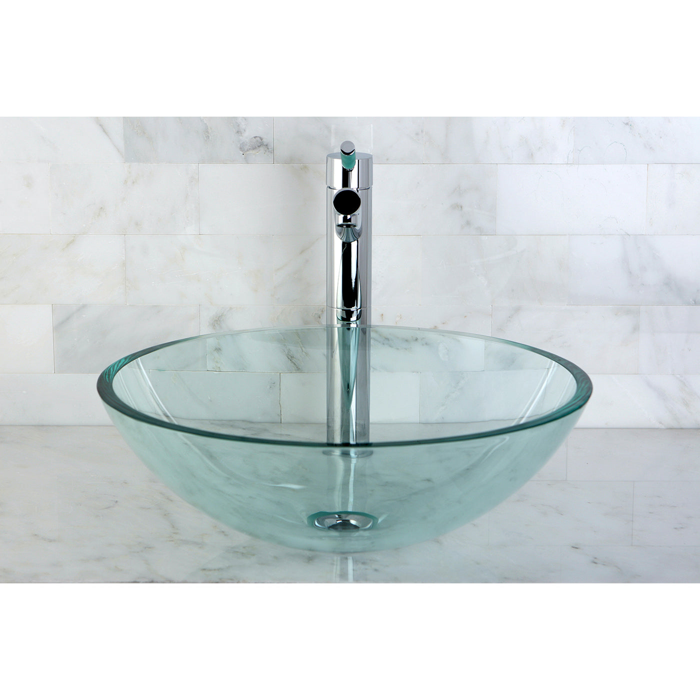 Elements of Design EDVSPCC1 16-1/2" Tempered Glass Round Vessel Sink, Crystal Clear