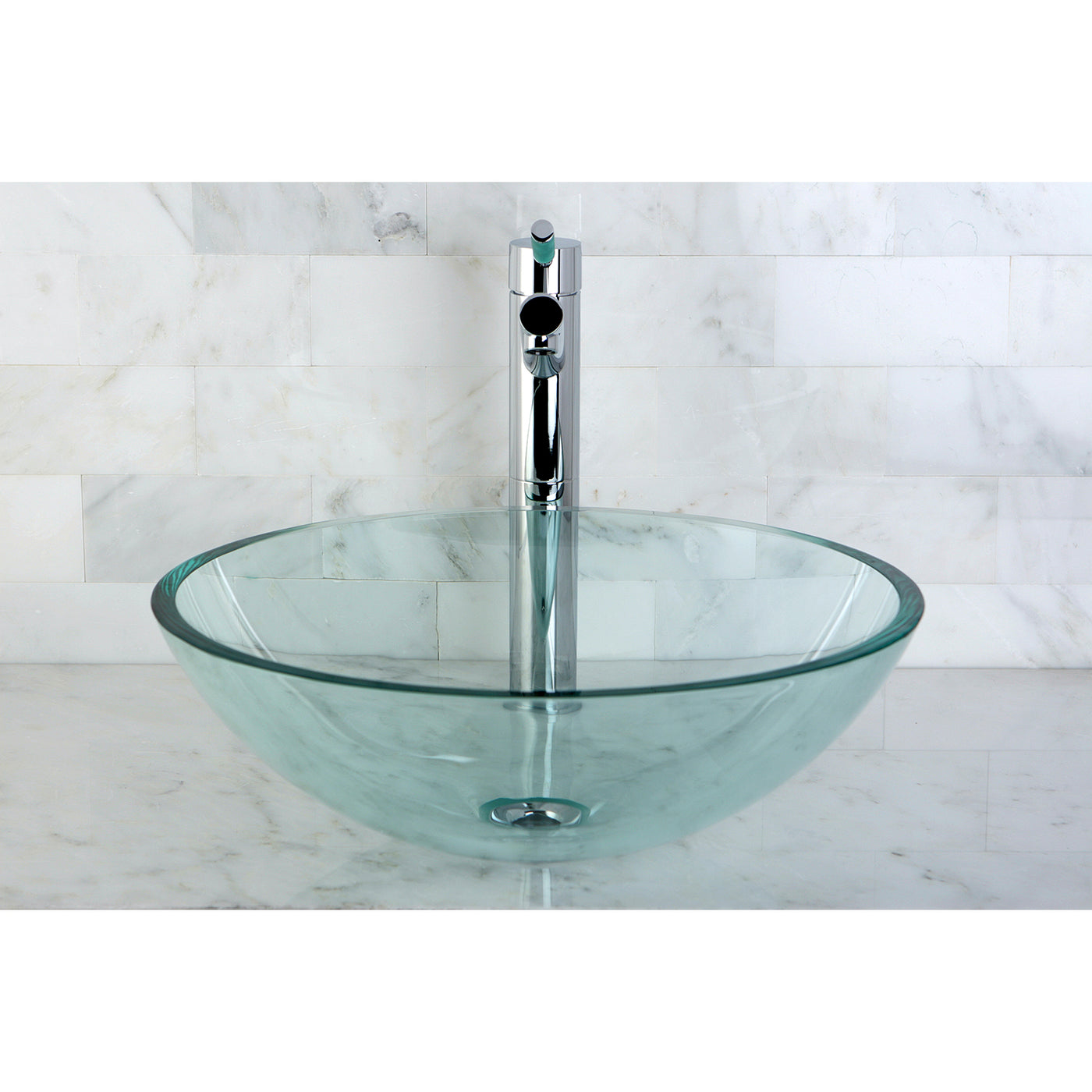 Elements of Design EDVSPCC1 16-1/2 Inch Round Tempered Glass Vessel Sink, Crystal Clear
