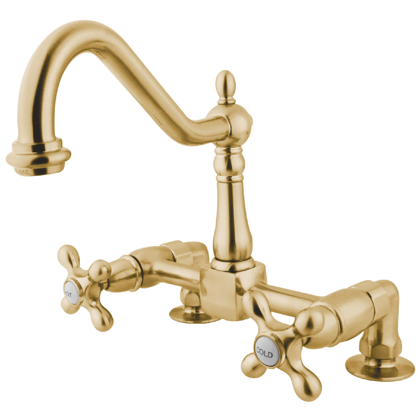 Elements of Design ES1142AX Two-Handle Bridge Kitchen Faucet, Polished Brass