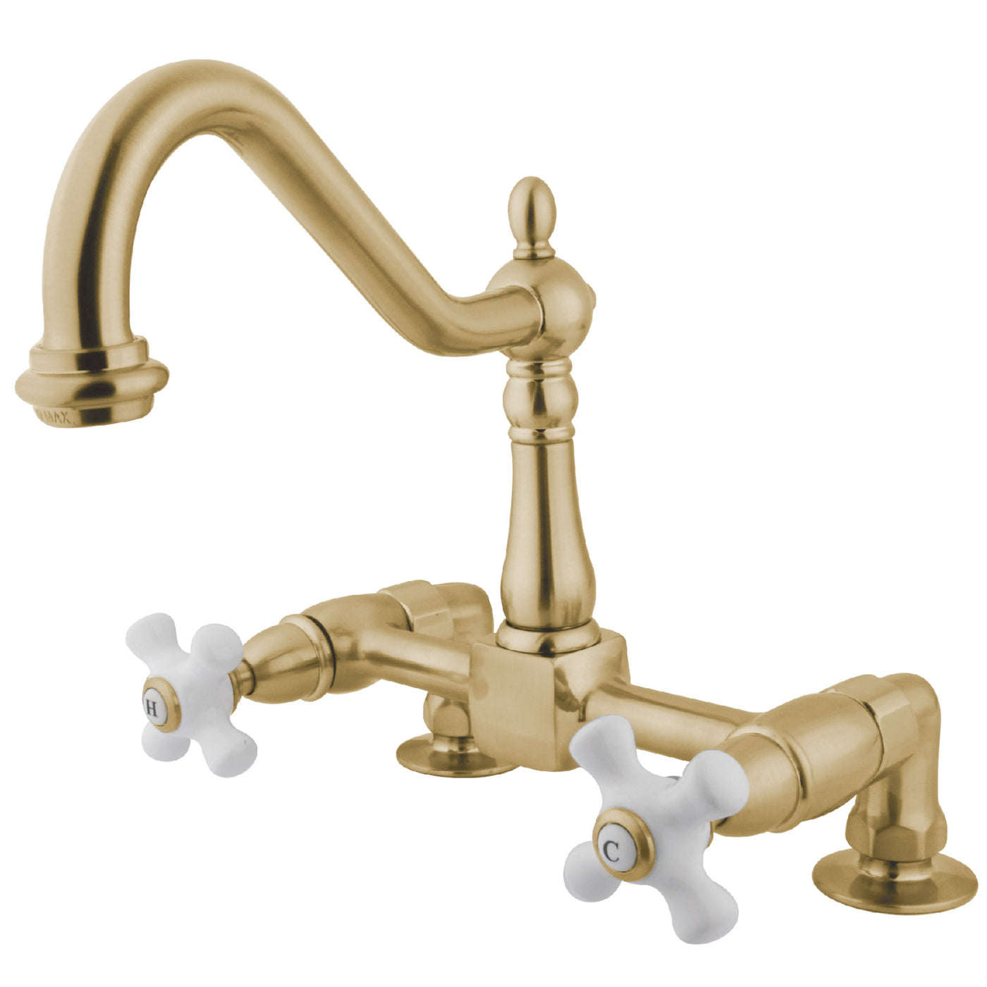 Elements of Design ES1142PX Two-Handle Bridge Kitchen Faucet, Polished Brass