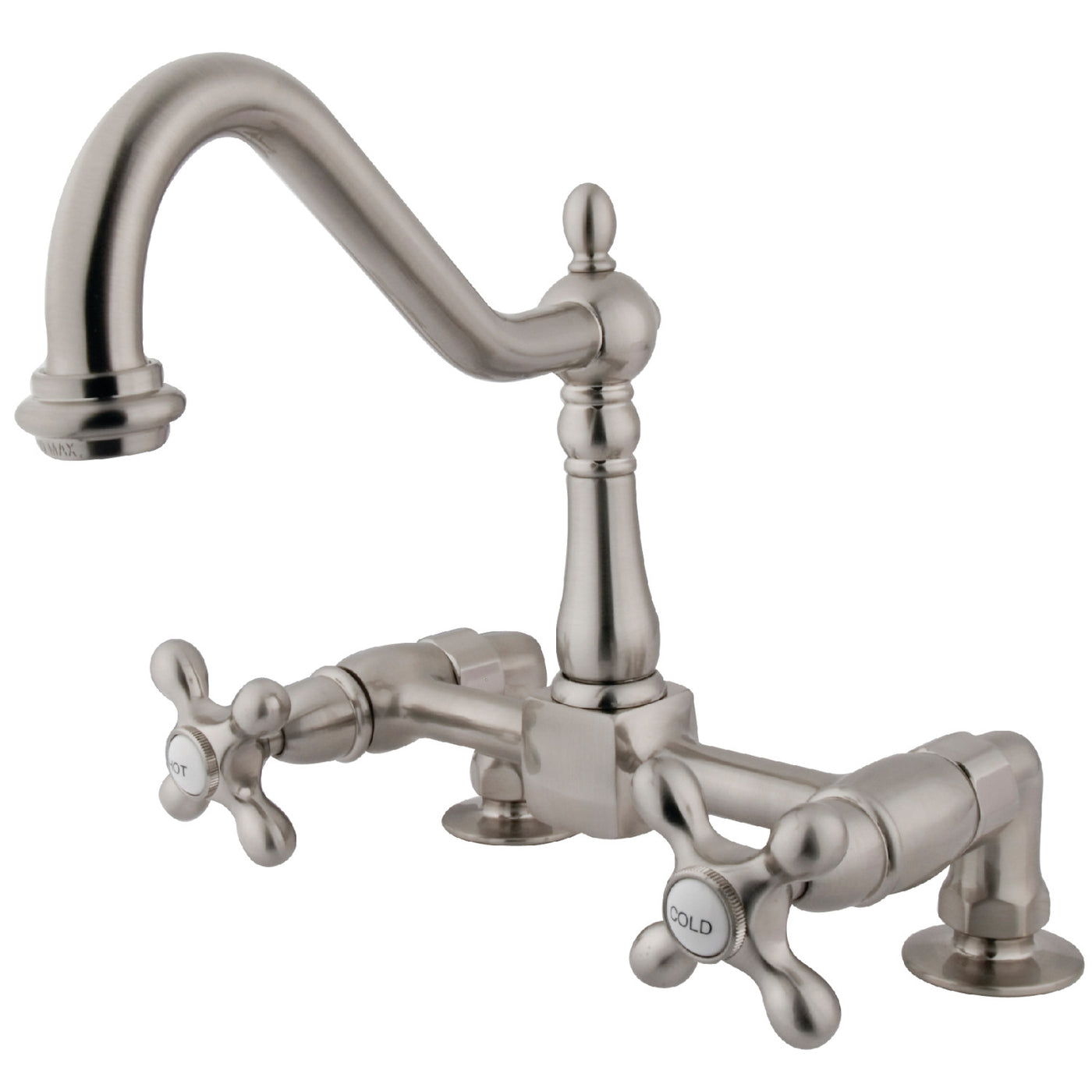 Elements of Design ES1148AX Two-Handle Bridge Kitchen Faucet, Brushed Nickel