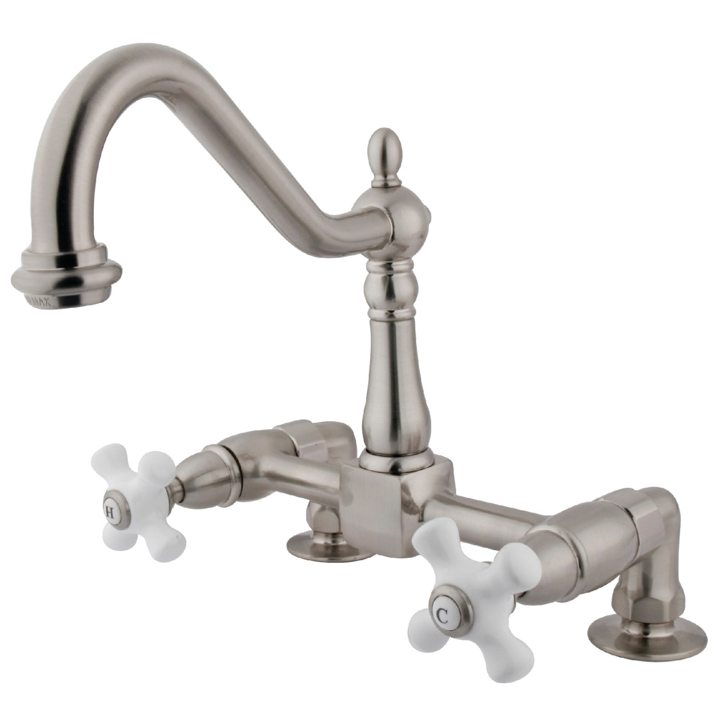 Elements of Design ES1148PX Two-Handle Bridge Kitchen Faucet, Brushed Nickel